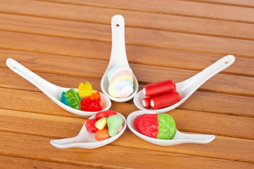 Candies in the spoons