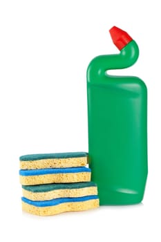 Detergent bottle and sponges