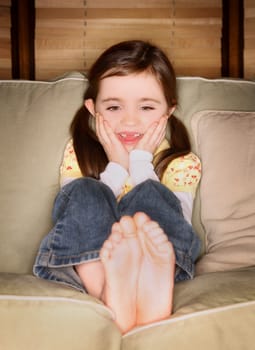 Girl sitting on a couch