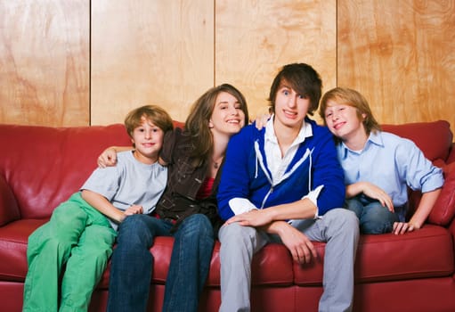 Siblings on a couch