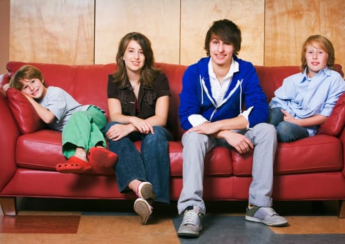 Siblings on a couch