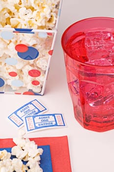 Popcorn, drink and movie tickets