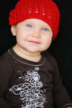 Baby in red hat