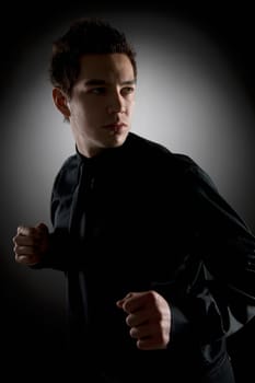 Man in fighting stance