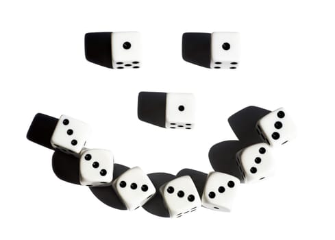 Dice forming a happy face