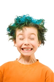 Boy with blue hair