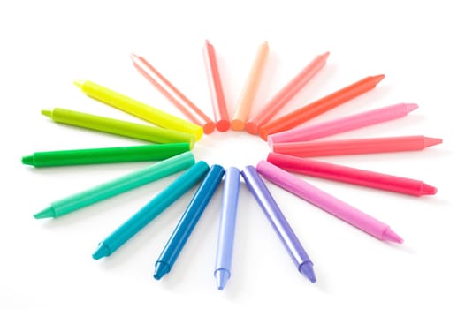 Rainbow pattern of wax sticks