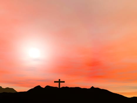 Crucifixion A cross with a red sky