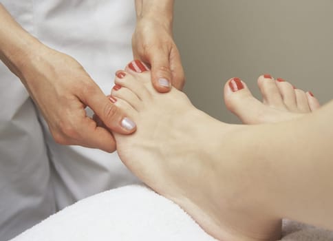 Woman receiving a foot massage