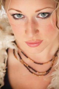 Very attractive woman looking directly into camera