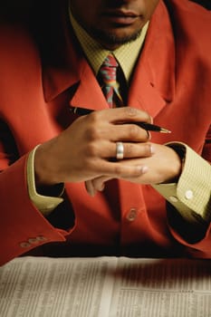 Businessman with newspaper