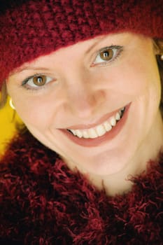 Woman wearing wool hat