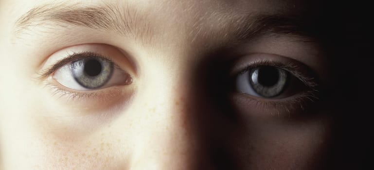 Closeup of blue grey eyes