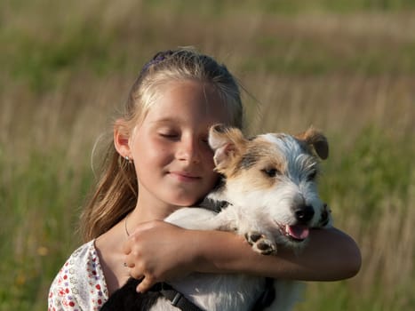 Child with dog