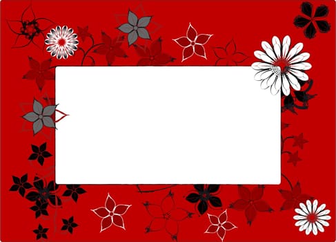 Floral Card Red Frame
