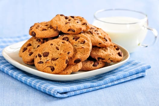 Milk and chocolate chip cookies