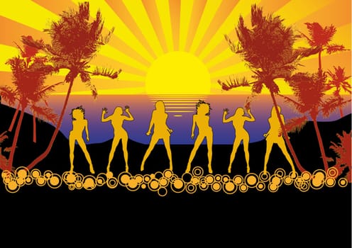 Retro Beach Party at Night