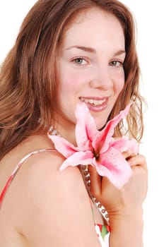 Beautiful woman with Lilly.