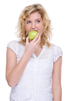 Young woman with apple