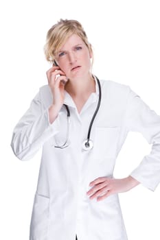 Young female doctor using a smartphone