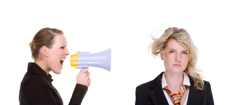 Businesswoman with mouthpiece