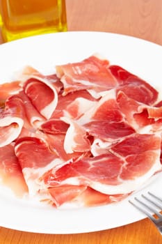 Slices of spanish ham