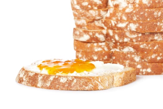 Toast with butter and peach jam