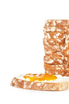 Toast with butter and peach jam