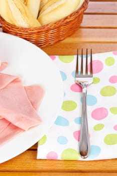 Slices of spanish ham and bread