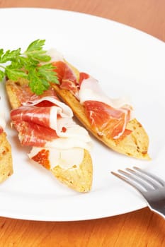 Slices of spanish ham