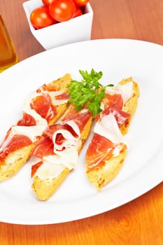 Slices of spanish ham