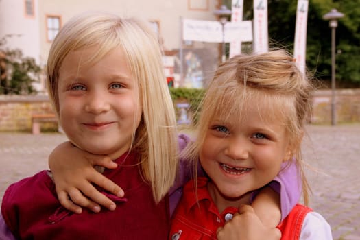 Two young,blonde girls