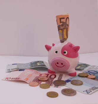 Money box with money