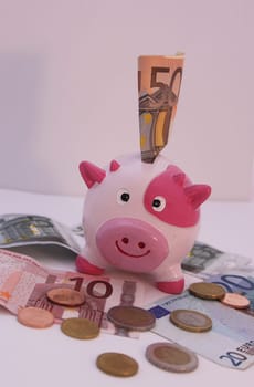 Money box with money