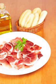 Slices of spanish ham