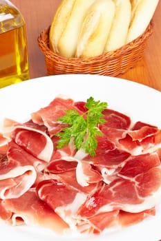 Slices of spanish ham