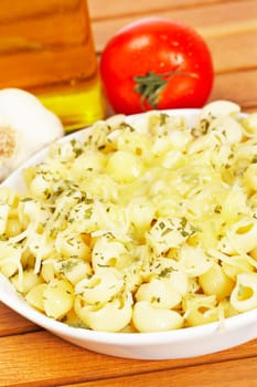 Italian pasta with cheese and tomato