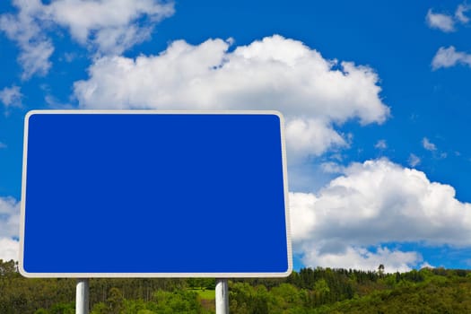Blank billboard on blue sky