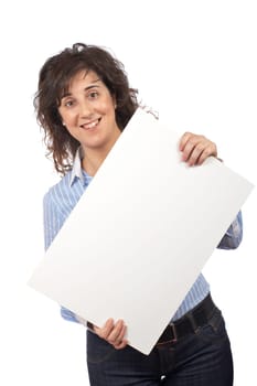 Holding the blank banner