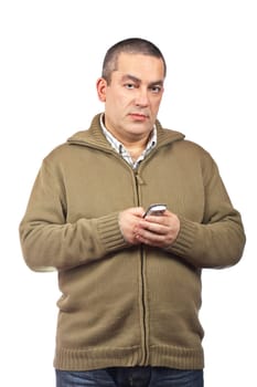 Casual man sending sms