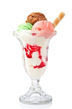 Multi flavor ice cream glass