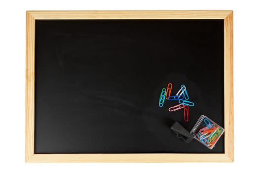 Chalkboard with paperclips