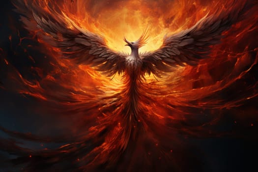 Embark on a mythical journey where ancient phoenixes, with their fiery plumage, rise triumphantly from ashes, embodying the cycle of rebirth and renewal.