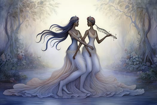 Imagine a mystical world where ethereal mermaids gracefully swim with flowing sapphire tails, enchanting all who gaze upon their mesmerizing beauty.
