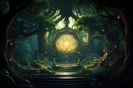 Journey through mystical forests filled with enchanted flora and sentient, conversing trees, where reality seamlessly intertwines with fantasy.