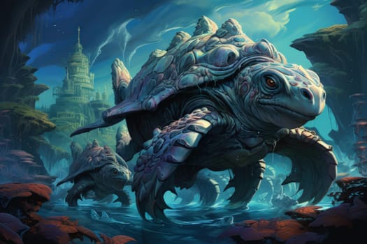 Embark on an extraordinary journey through the realm of fantasy and encounter the majestic ancient sea turtles.