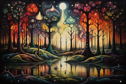Journey through mystical forests filled with enchanted flora and sentient, conversing trees, where reality seamlessly intertwines with fantasy.