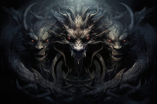 In the realm of fantasy, ferocious shadow dragons dominate the skies, their majestic forms wreathed in darkness.