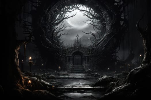 Hidden amidst the ethereal landscapes of fantasy, enigmatic shadow gates stand as enigmatic thresholds to realms concealed in obscurity.