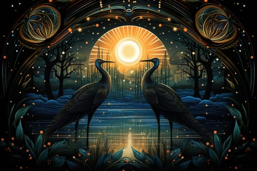 Immerse yourself in the enchanting realm of fantasy with this captivating illustration by a professional visual artist.